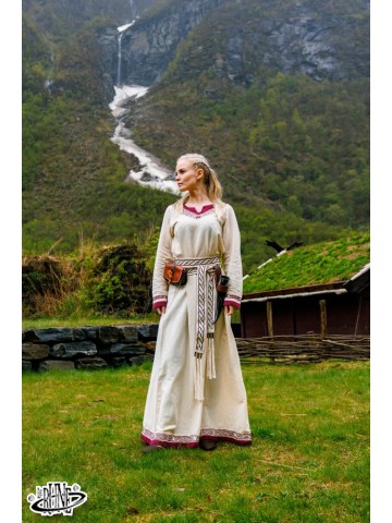 Viking Dress Lagertha, Natural/Red