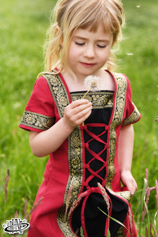 Abito medievale per bambini Eleanor - Rosso/Nero - immagine 3